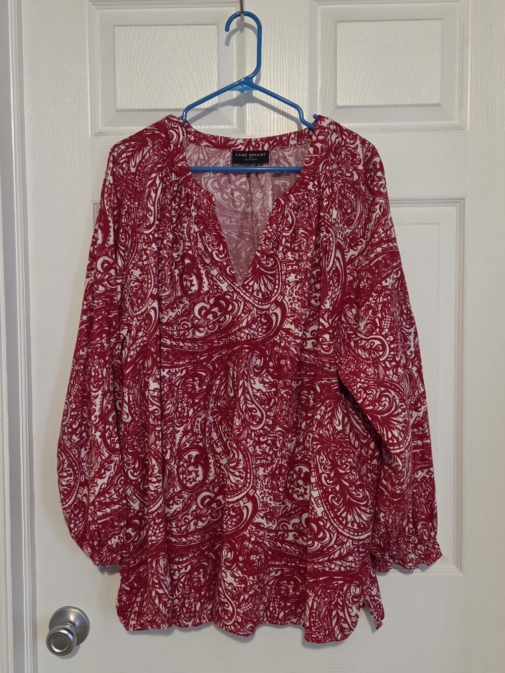 Lane Bryant Red Paisley V‑Neck Tunic